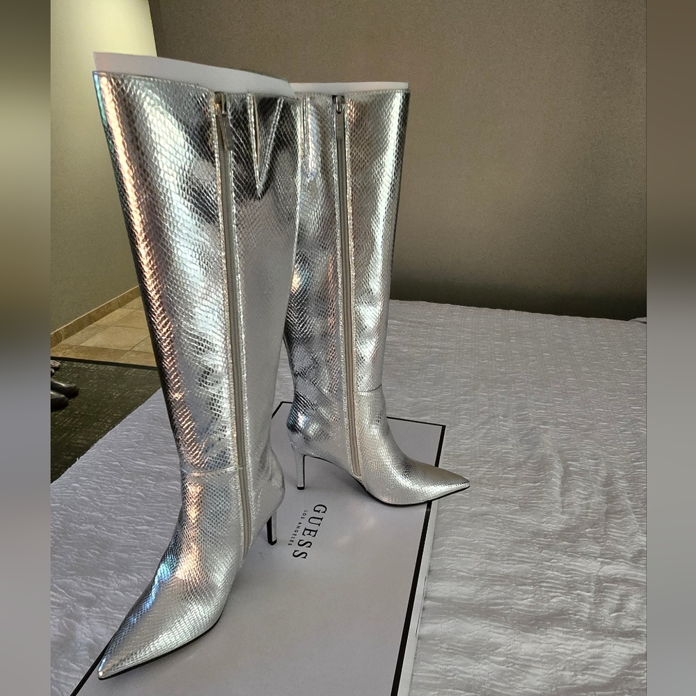 GUESS Silver Knee-High Boots